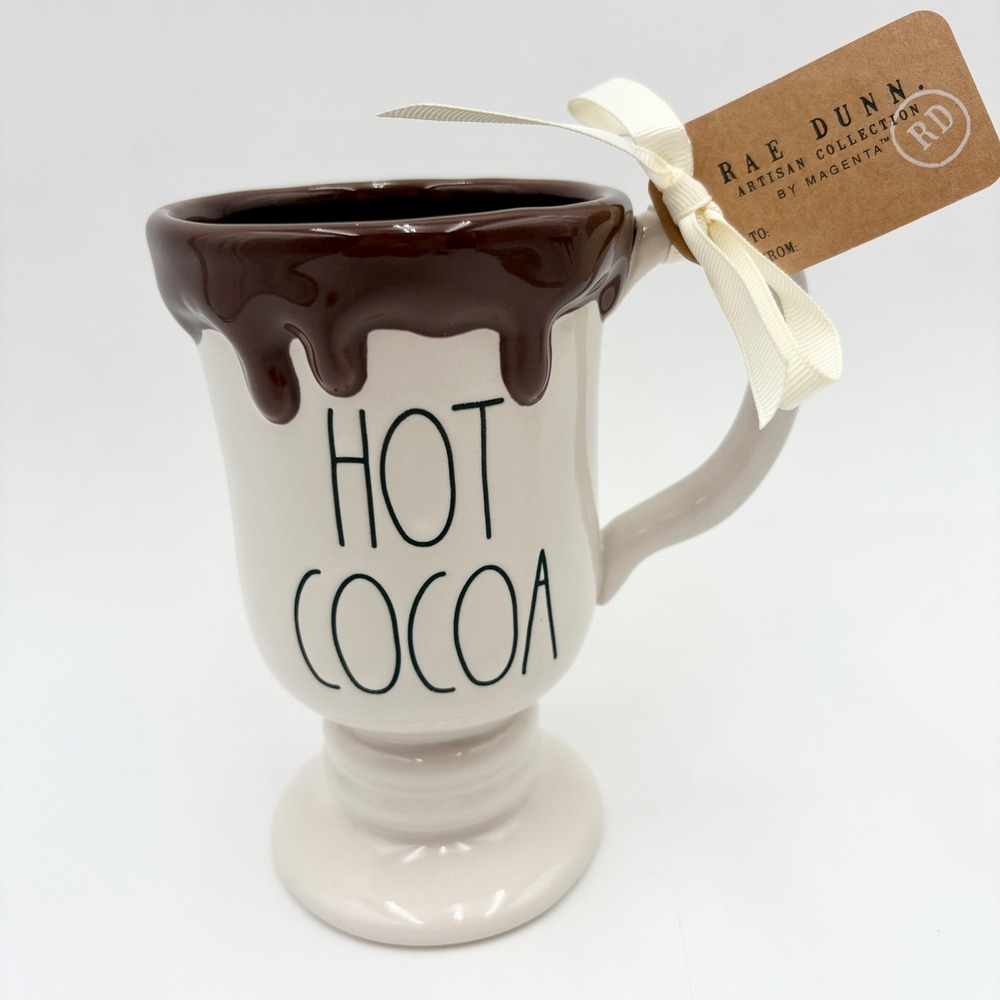 Rae Dunn Hot Cocoa Pedestal Mug Artisan Collection Magenta Coffee Cup